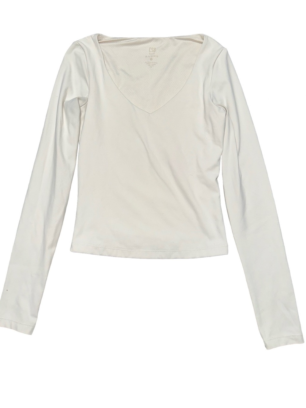 CSB Crop Shop Boutique Women's Size S Off White Long Sleeve V-Neck Form T-Shirt